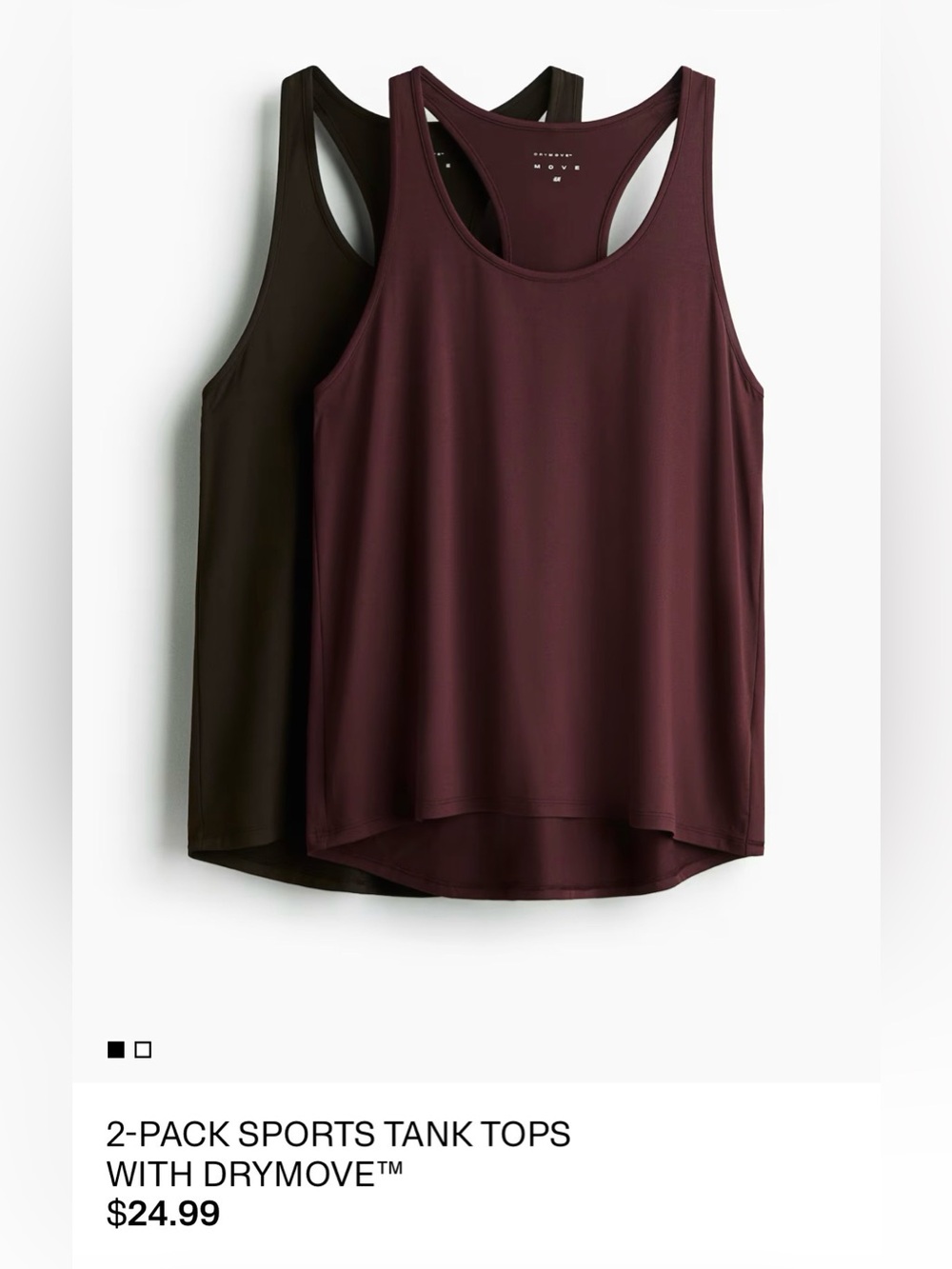 50% off 2 or more: H&M 2-Pack Women’s Sports Tank Tops - Burgundy & Brown